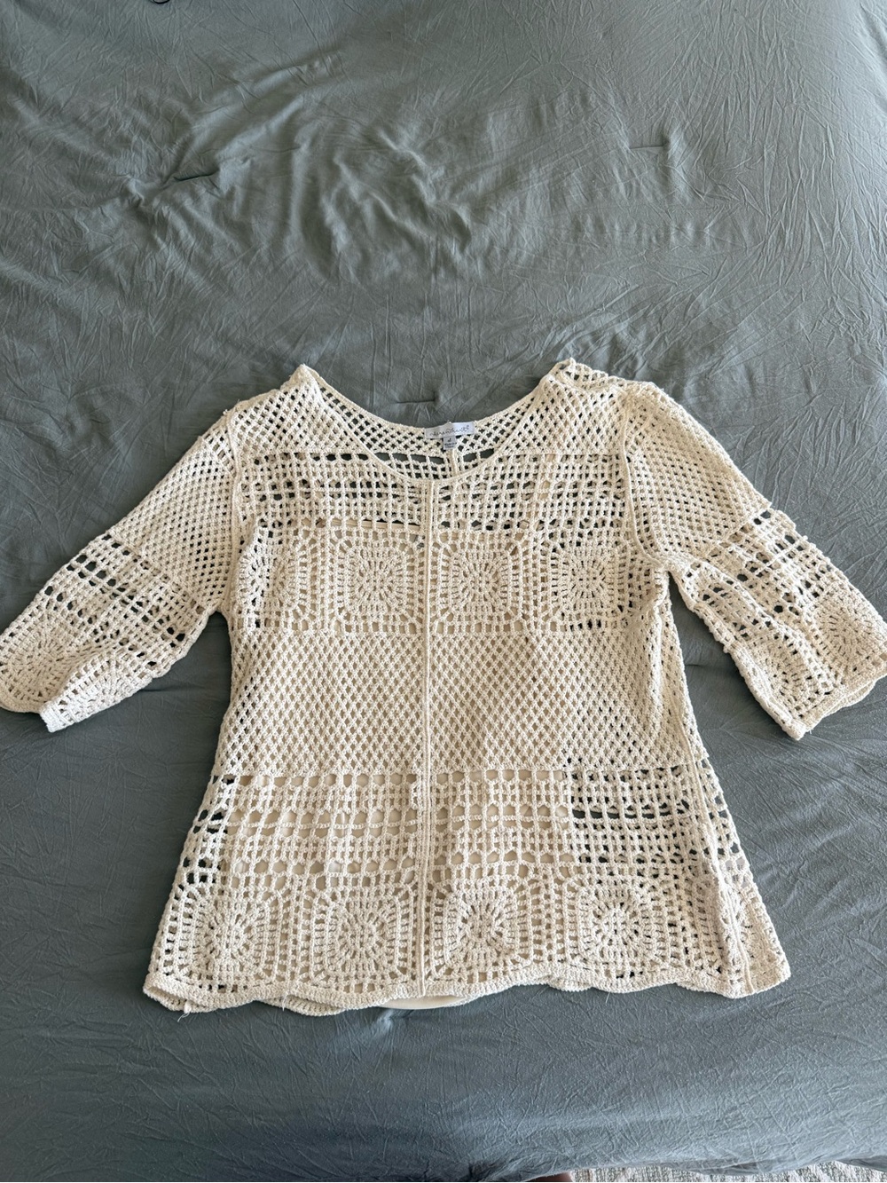 Crochet Lace Ivory Women’s Top - Lightweight Boho Pullover